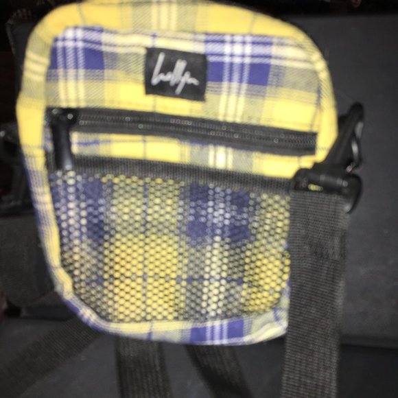 Mini Plaid Blue and Yellow Mini Backpack by Holly n Unisex Crossbody Bag Adjusta - Picture 1 of 10